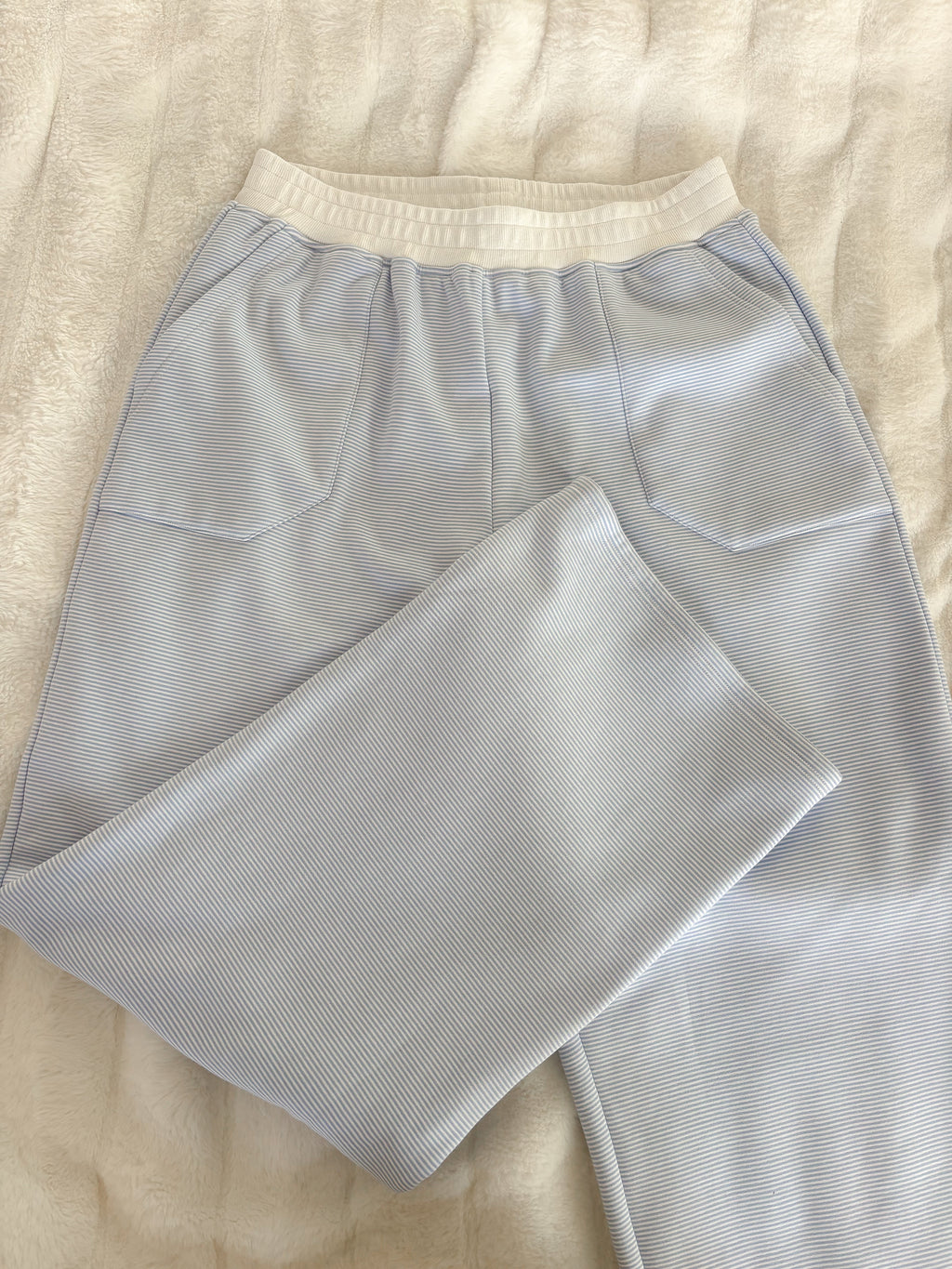 Blue and White Mini Striped Unisex Sweatpants Lounge Bottoms