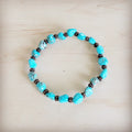 Turquoise and Copper Stretch Beaded Bracelet 812h