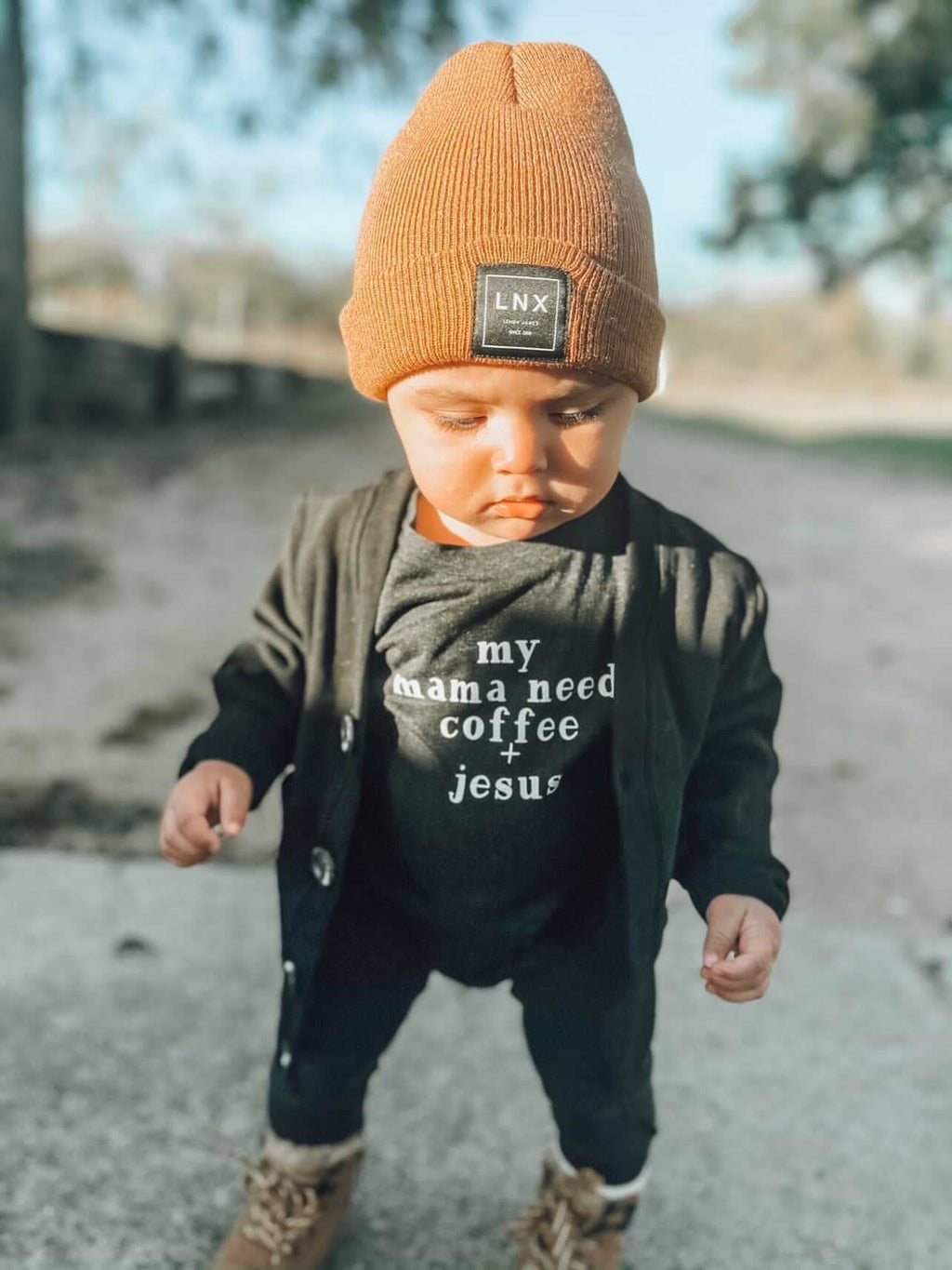 My Mama Needs Coffee + Jesus graphic tee in white with high-quality screen print