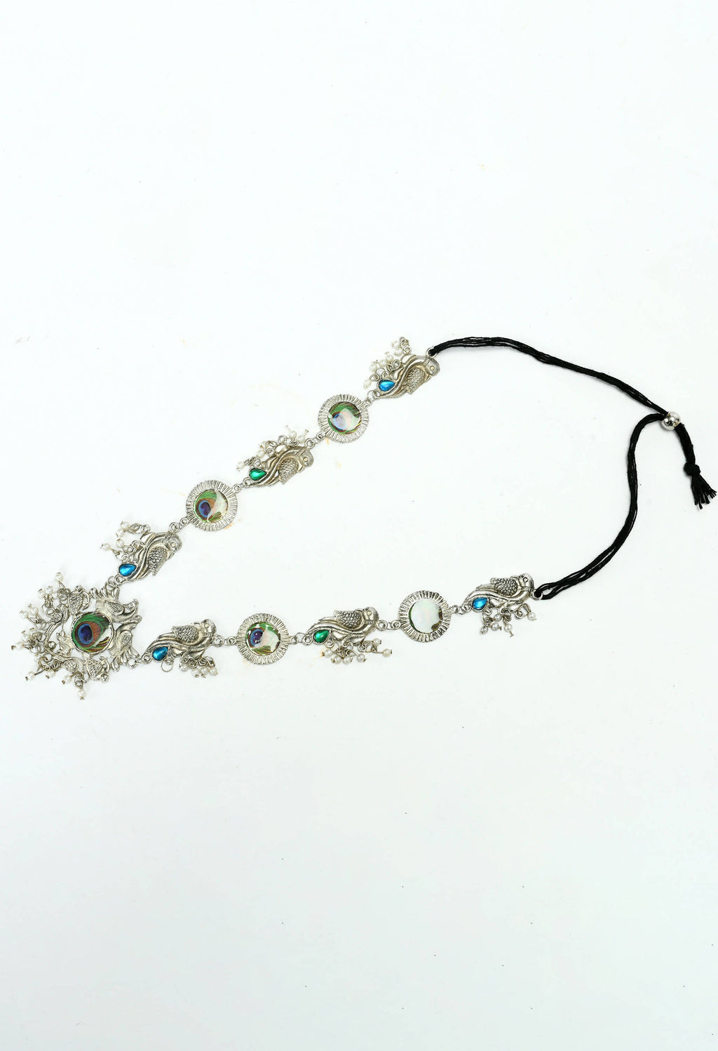 Oxidised Silver-Plated Brass Long Necklace for Women