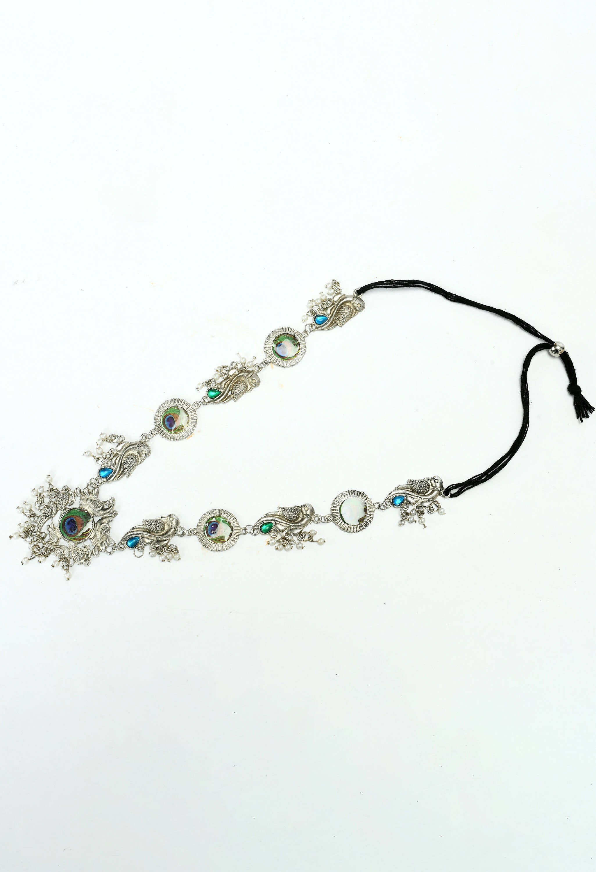Oxidised Silver-Plated Brass Long Necklace for Women
