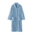 Womens Plush Long Robe Plain Soft Bathrobe Button Down Housecoat Fuzzy Fleece SPA Bath Robe with Pockets