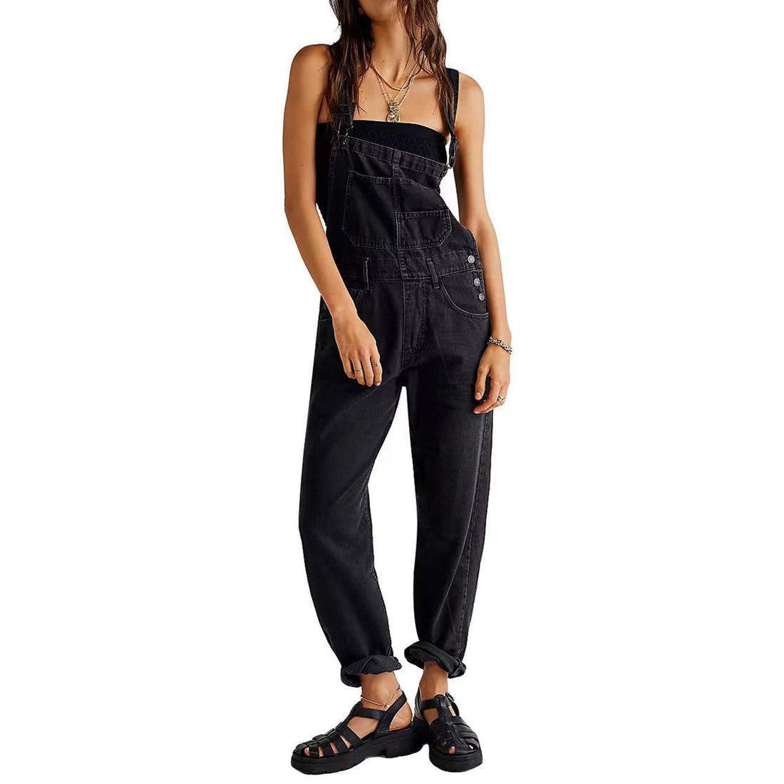 Women's Classic Denim Overalls Casual Street Style Dungarees - Image 5
