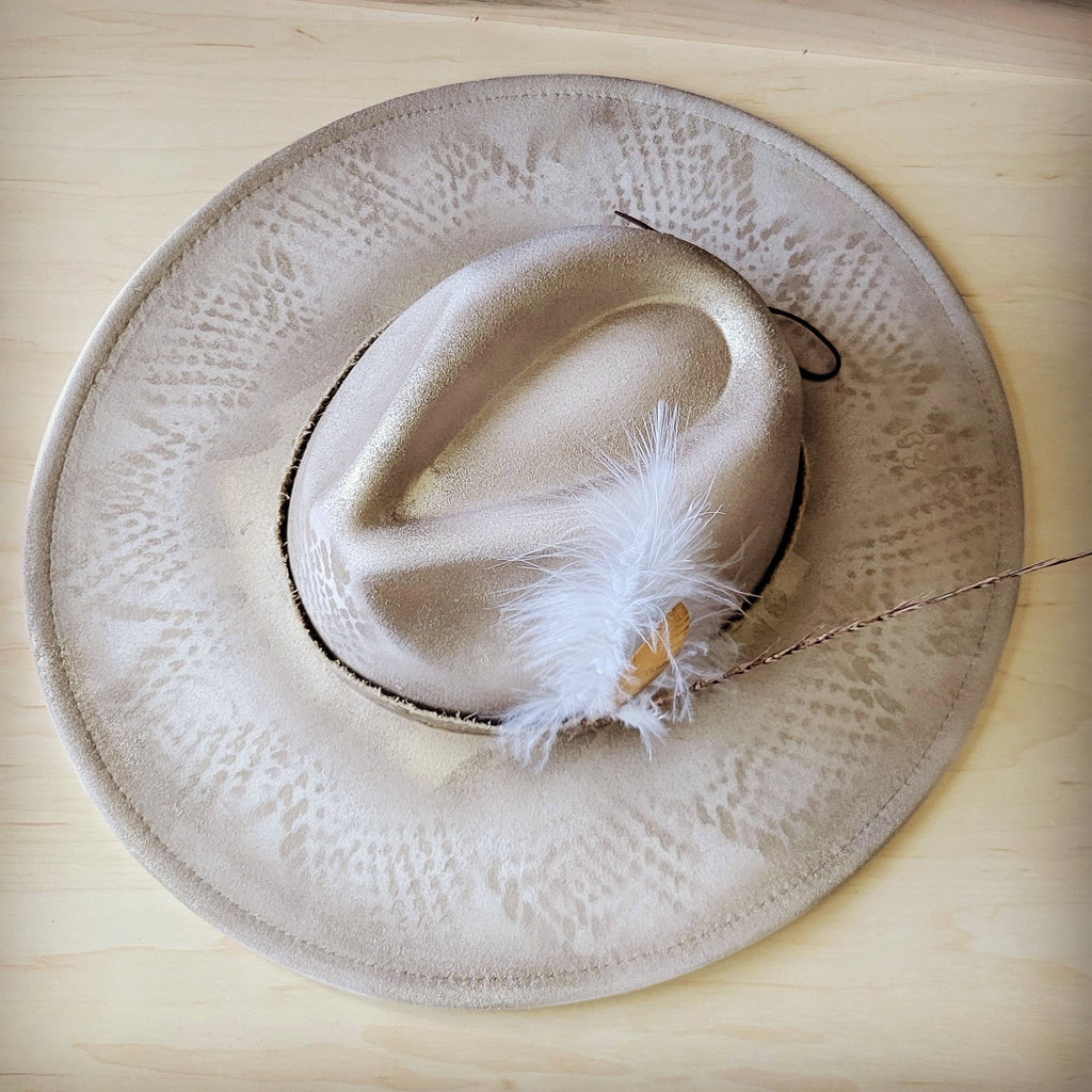 Hand-Painted Gold Python Print Boho Western Cowgirl Hat - Image 7
