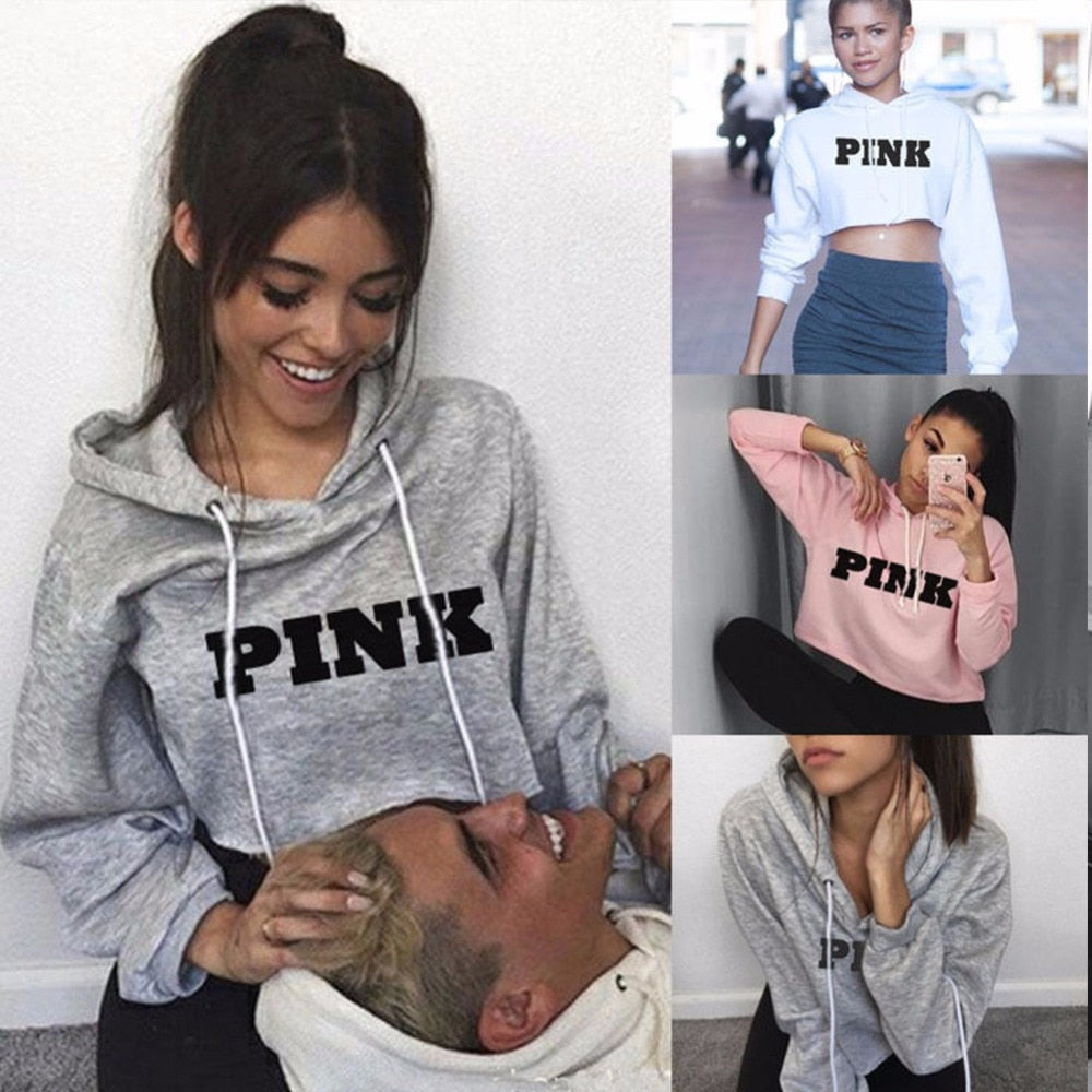 Pink Cropped Oversized Hoodie for Women Street Style - Image 5
