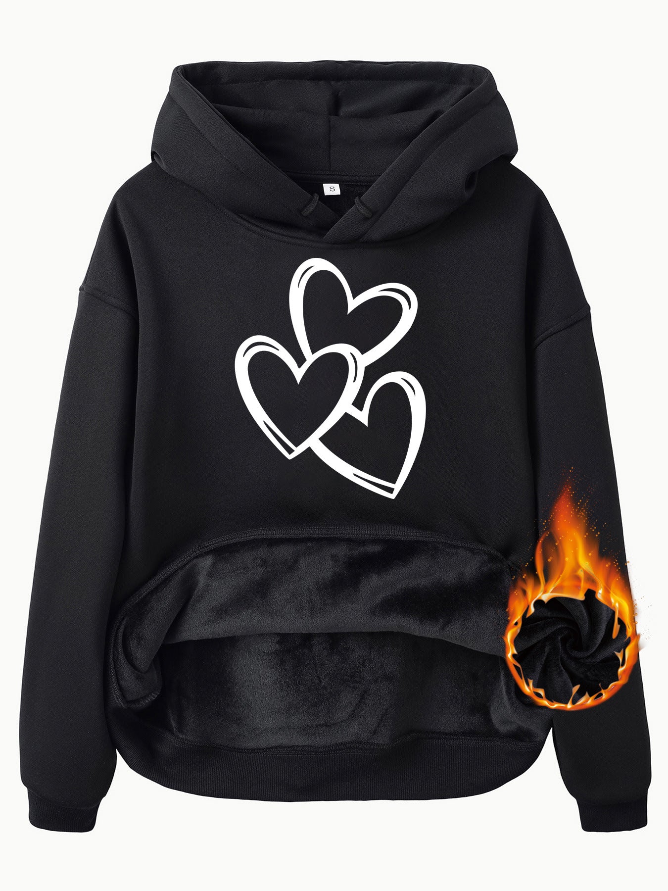 Women's Heart Graphic Fleece Hoodie Casual Street Style Pullover