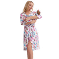 Galabloomer Maternity Robe and Baby Receiving Blanket Matching Mommy Labor Delivery Robe and Swaddle Set Feather