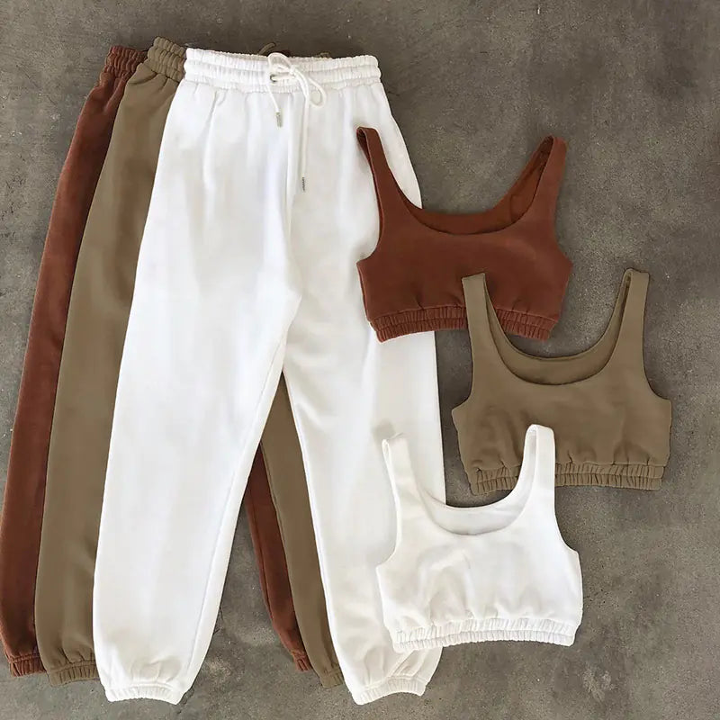 2023 Women's Casual Two-Piece Crop Top and Pants Set