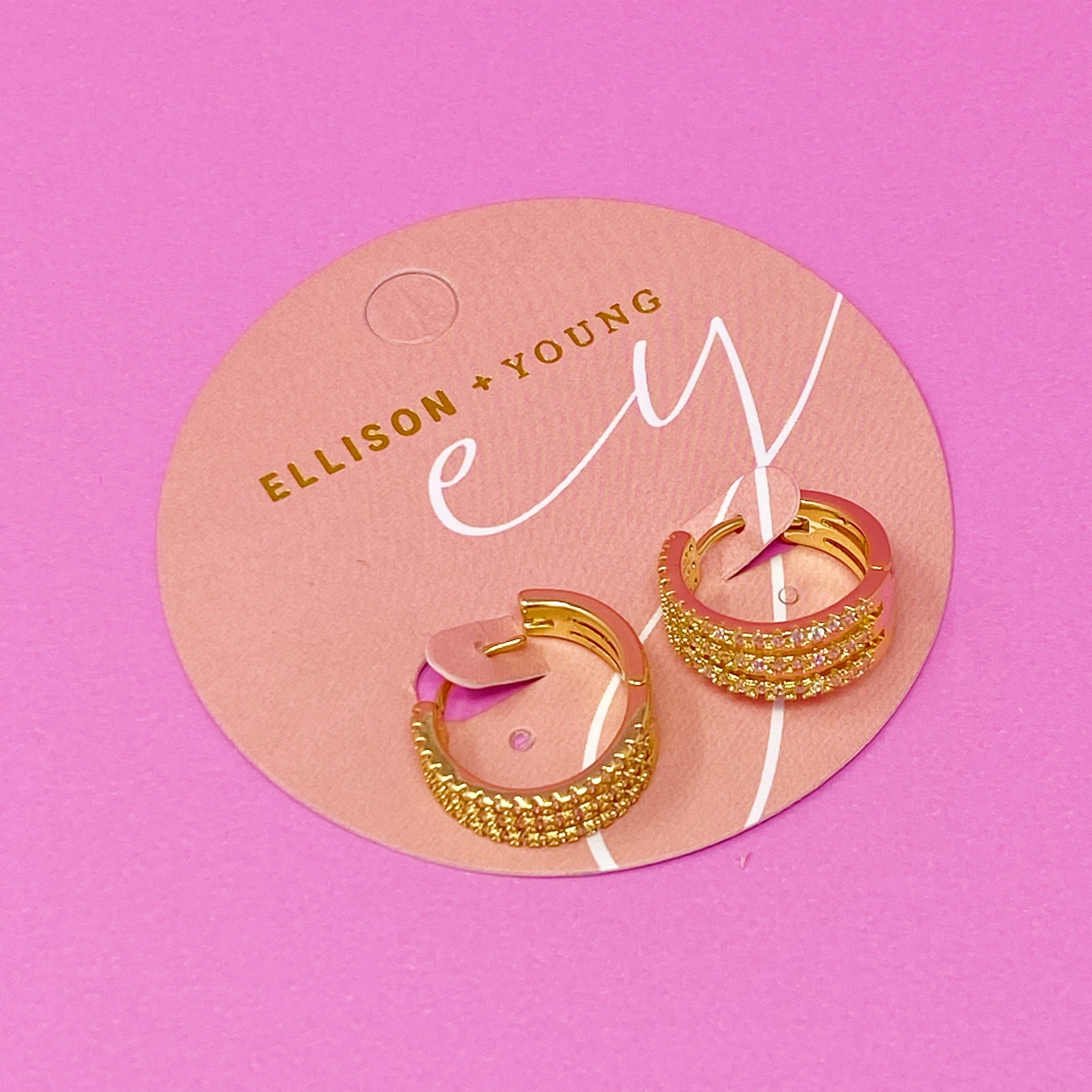 Triple Shine Huggie Earrings