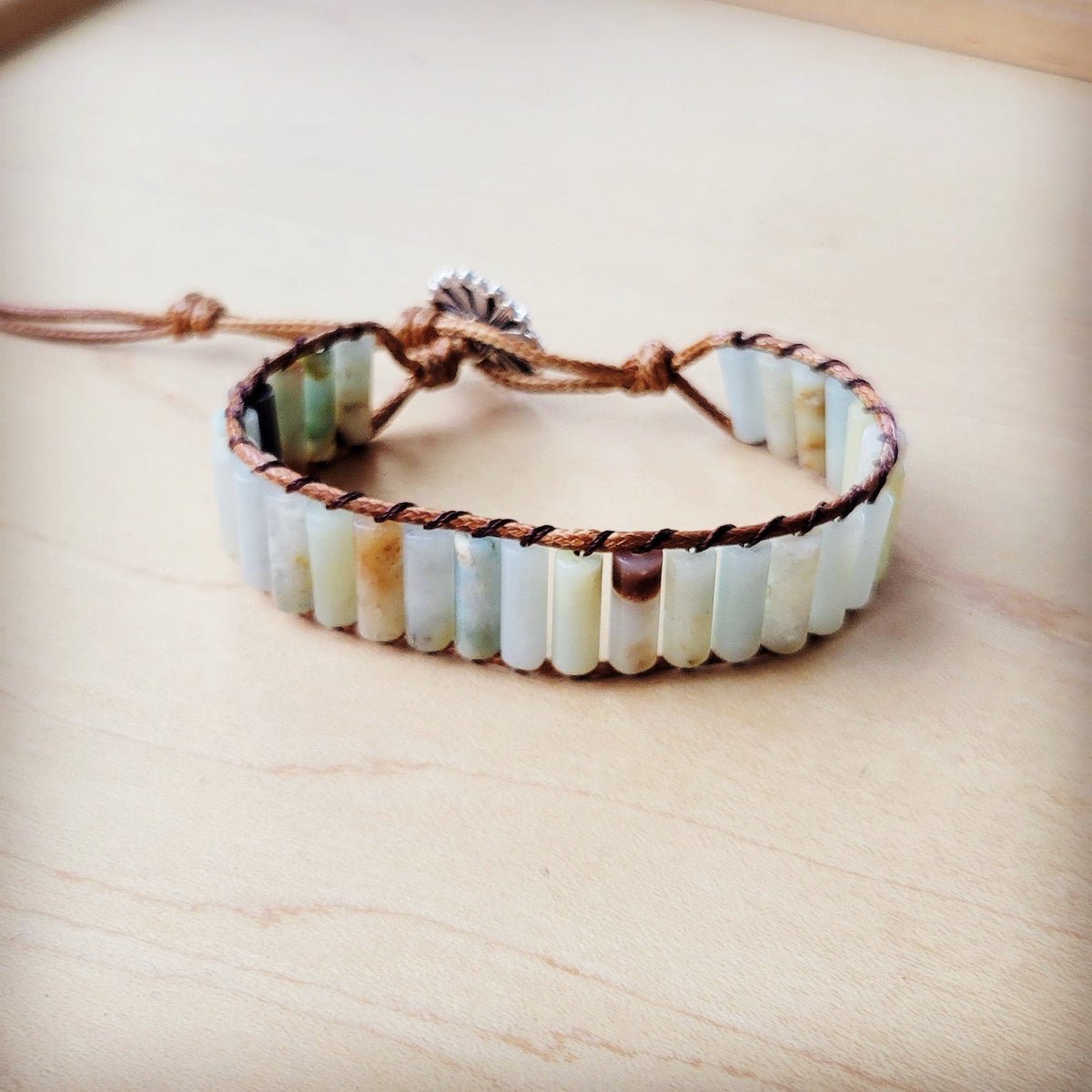 Woven Amazonite Beaded Bracelet - Adjustable
