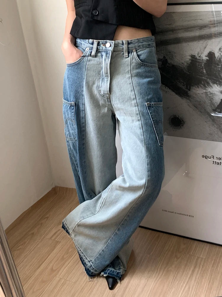 Women's High Waist Patchwork Denim Streetwear Jeans - Image 2