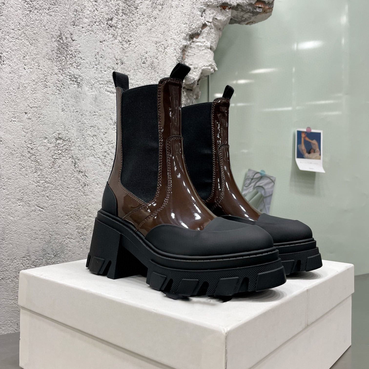 Women's Black Platform Chelsea Boots - Height Increasing Style - Image 4
