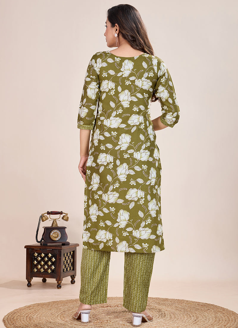 Mahendi Printed Cotton Blend Kurta Pant Set for Women