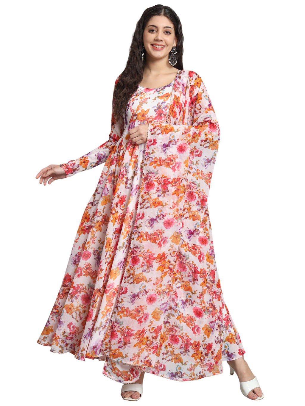 Fab Fashion Tiny Red Floral Gota Anarkali