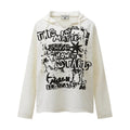 Woman wearing a loose fit Harajuku style long sleeve sunscreen t-shirt