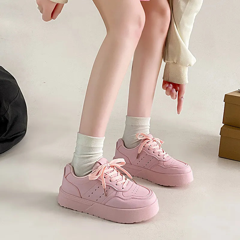 Women's Lace Up Platform Athletic Sneakers Harajuku Style - Image 4