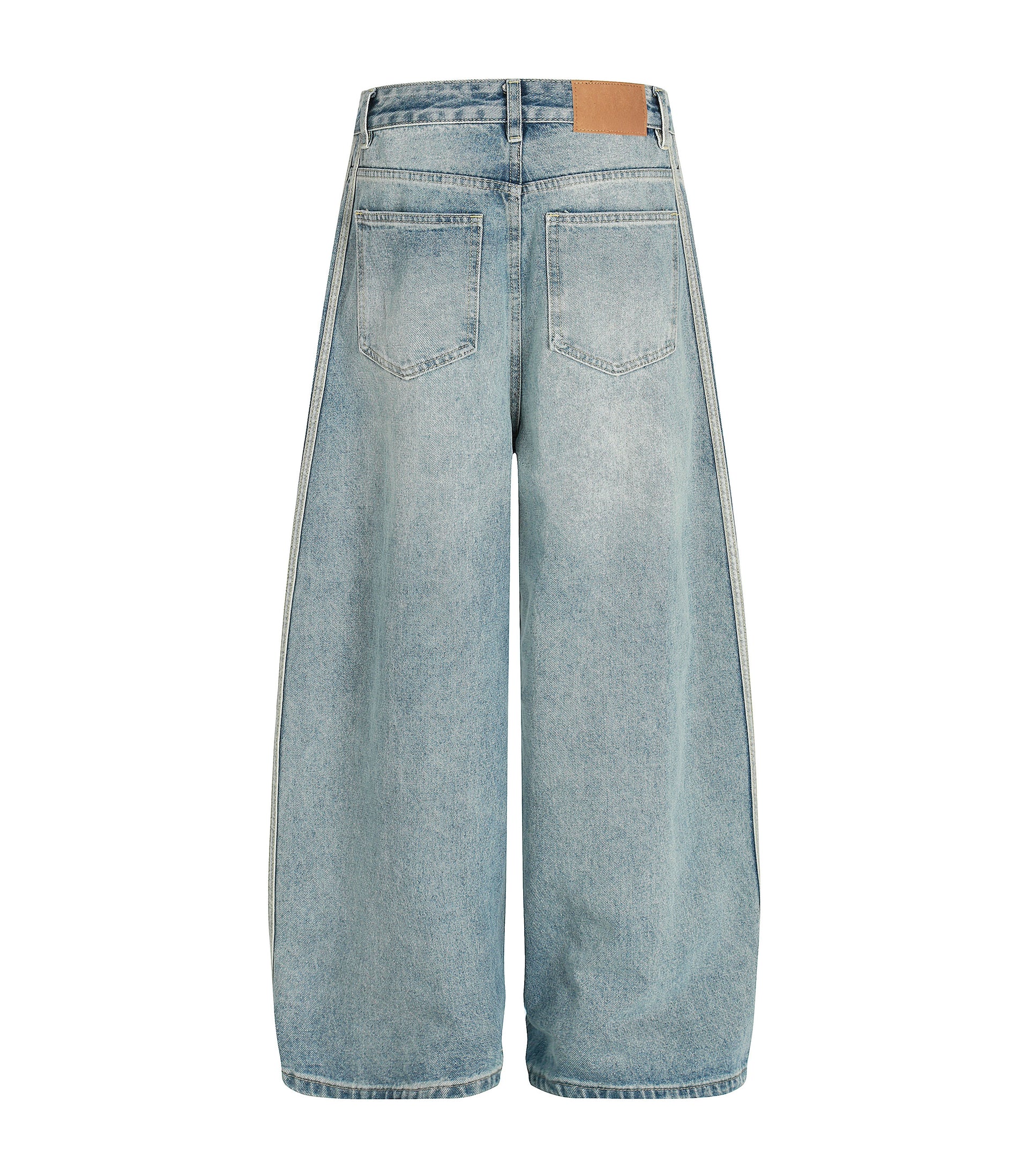 Wide Leg Striped Light Wash Denim Jeans for Men