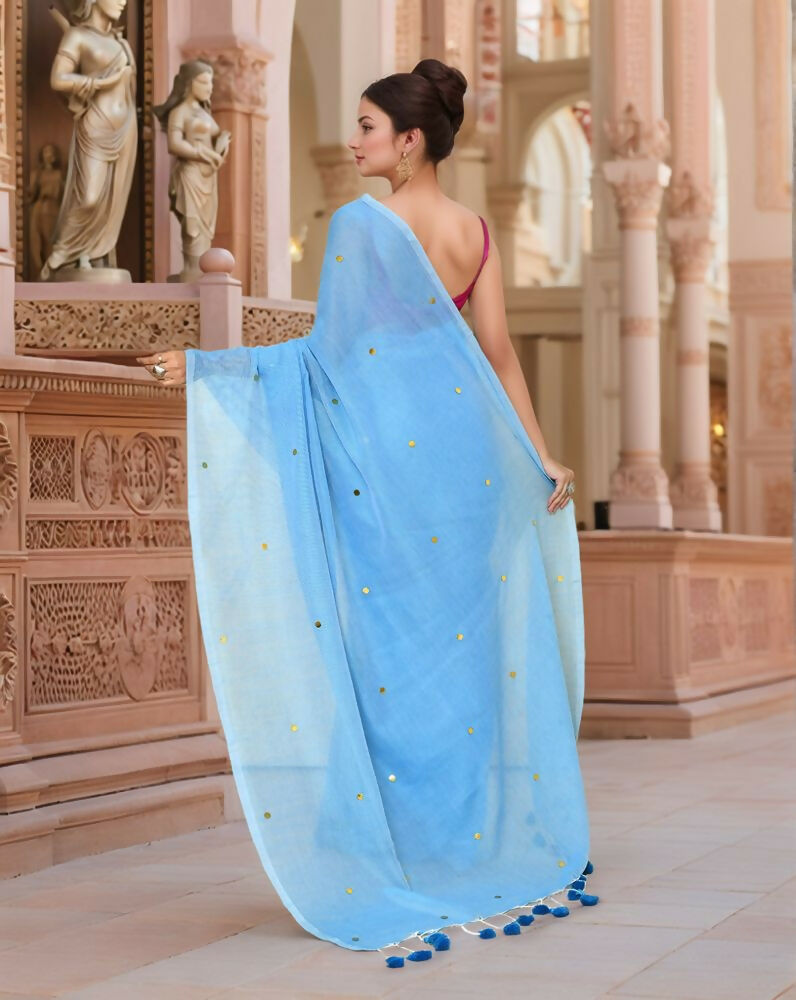 Sky Blue Trendy Cotton Saree for Women