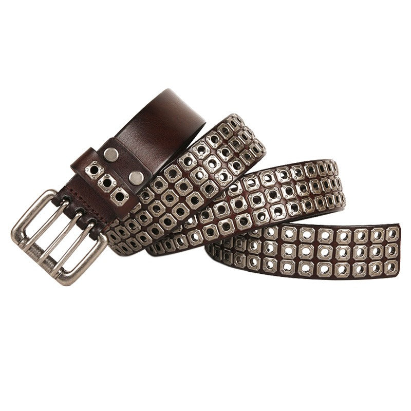 Women's Harajuku Punk Style Cowhide Rivet Belt - Adjustable - Image 3