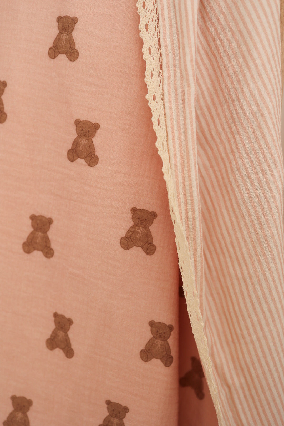 Pink Lottie and Sadie Stripe Muslin Baby Quilt - Image 3