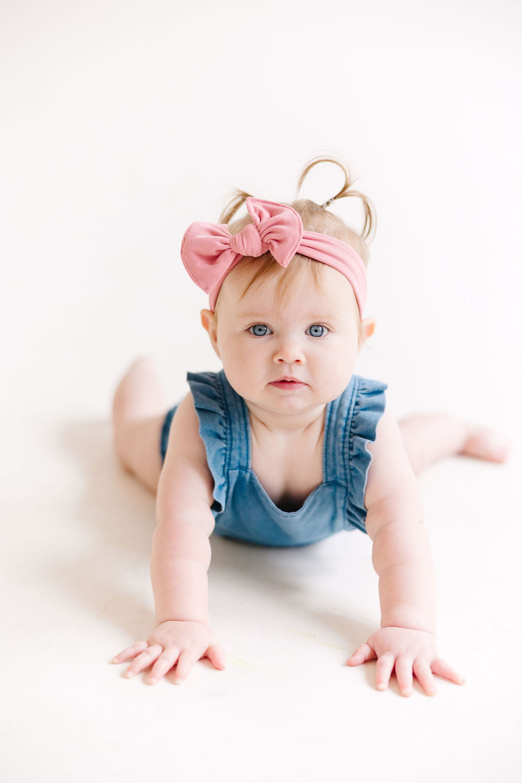 White Solid Baby Bow Turban Soft Stretchy Knit Headband - Image 2