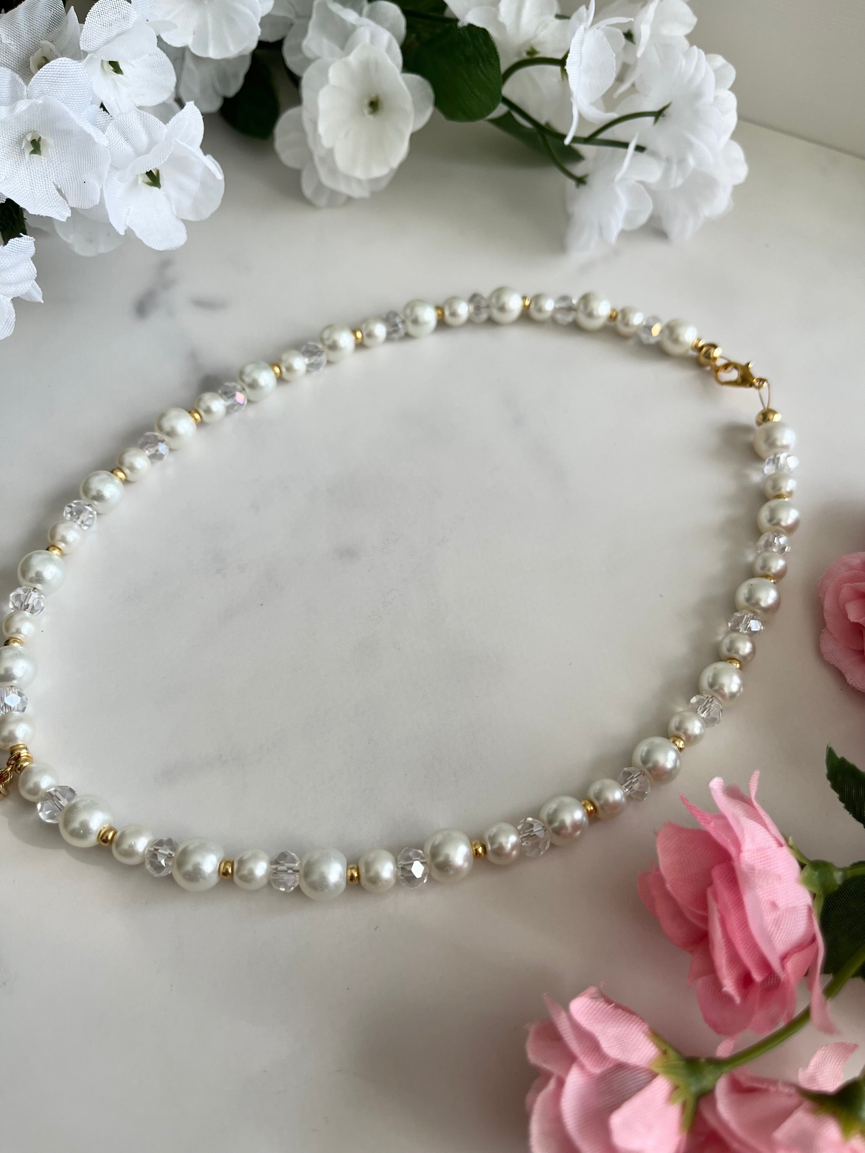 Gold Pearl Heart Pendant Necklace - Christian