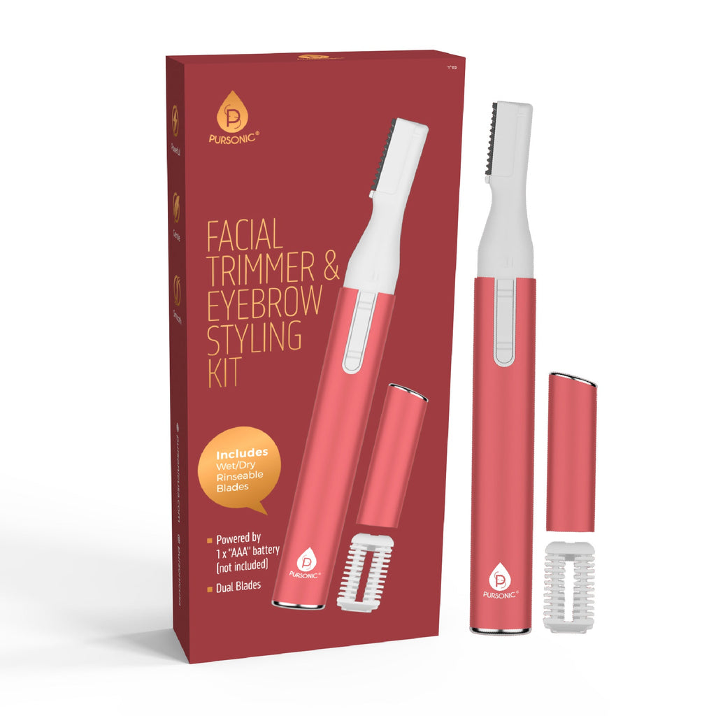 Pursonic Facial Trimmer & Eyebrow Kit, Heated Eyelash Curler & Dimmable LED Vanity Mirror