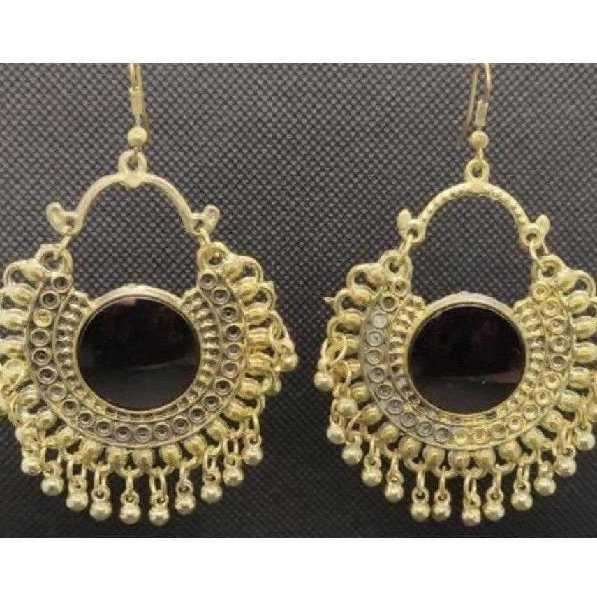 Traditional German Silver oxidized gold color drop earrings for women