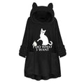 Playful Cat Ear Hoodie Sweatshirt with 'I Do What I Want' Graphic - Image 7