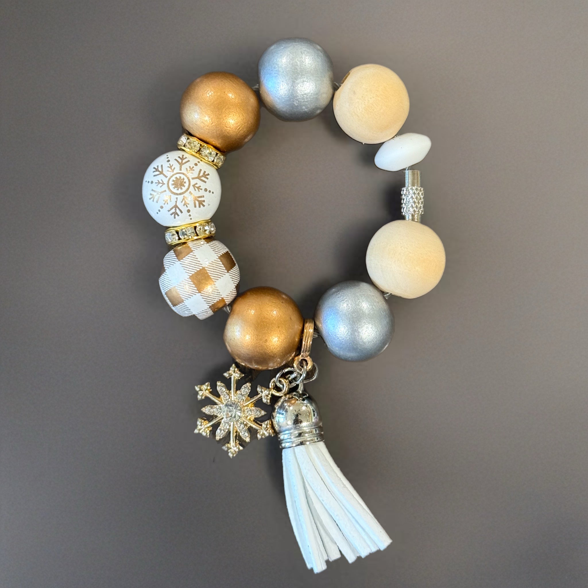 Silver & Gold Holiday Charm - Tumbler Handle Charm