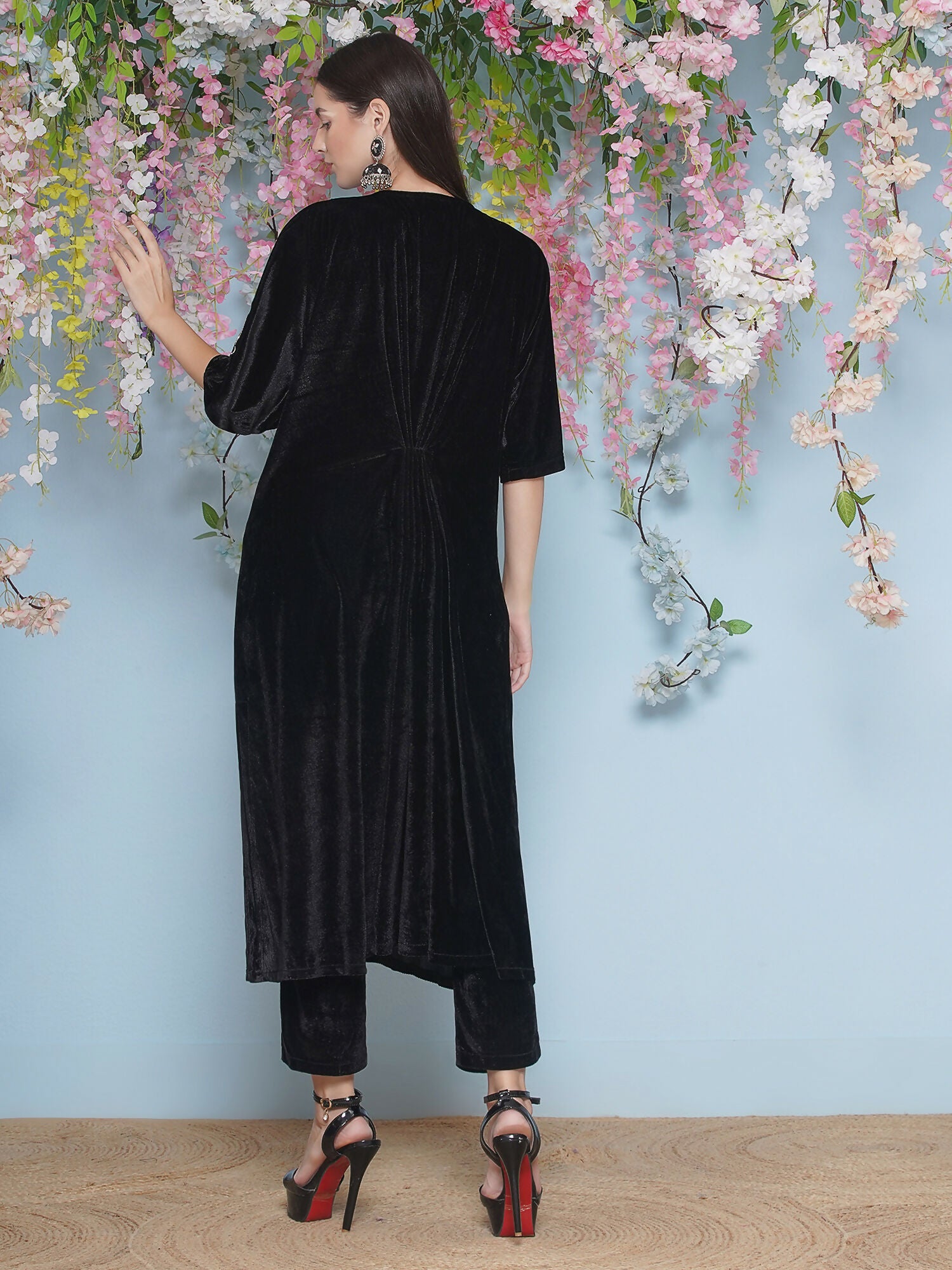 Joban Fashion Black Hand Embellished Velvet Set