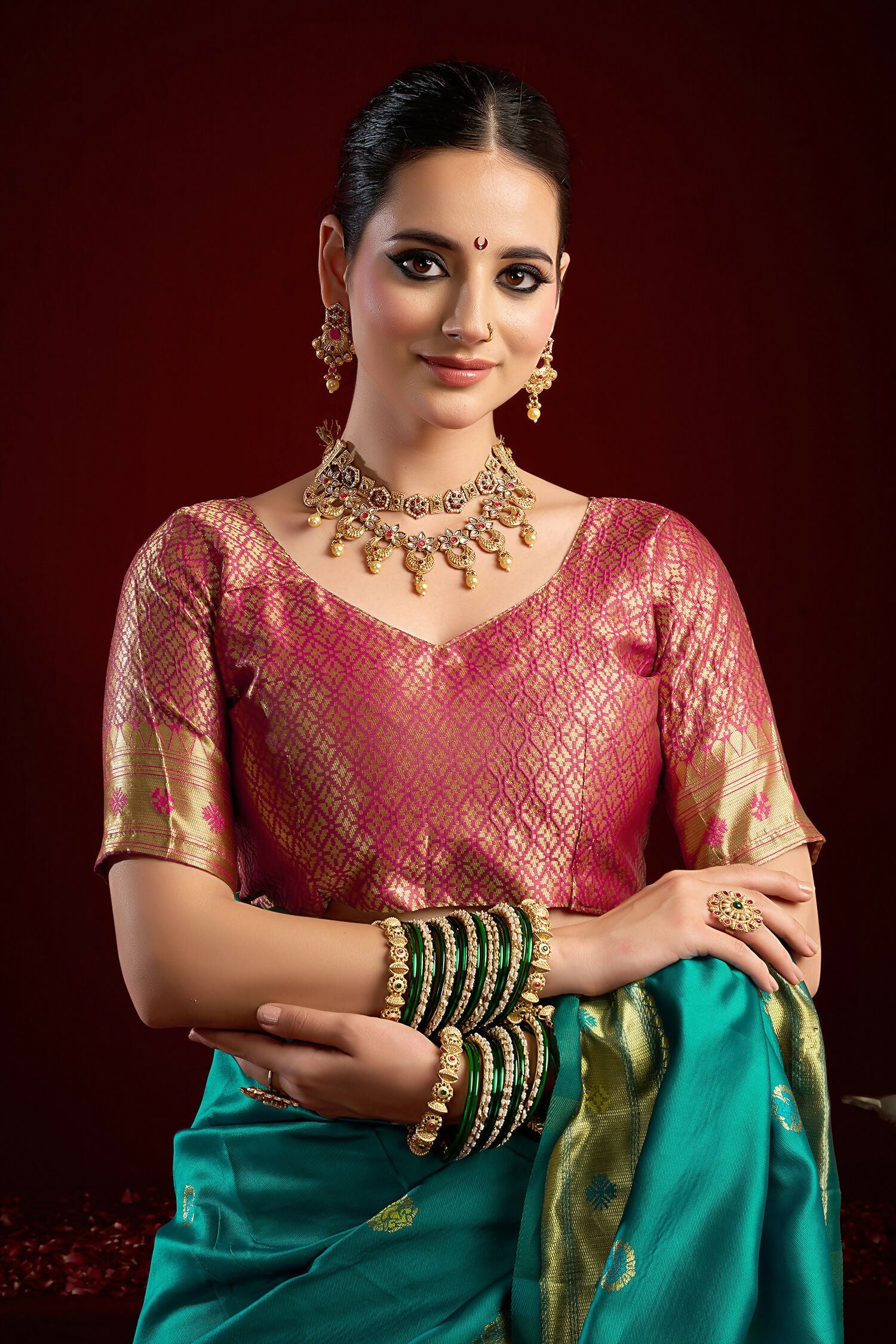 Aqua Blue Paithani Silk Blend Saree with Butti Work
