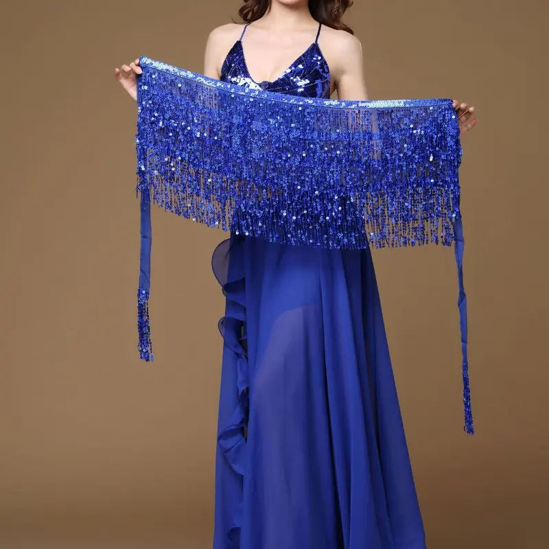 Four-Layer Fringed Waist Scarf for Belly Dance Costume