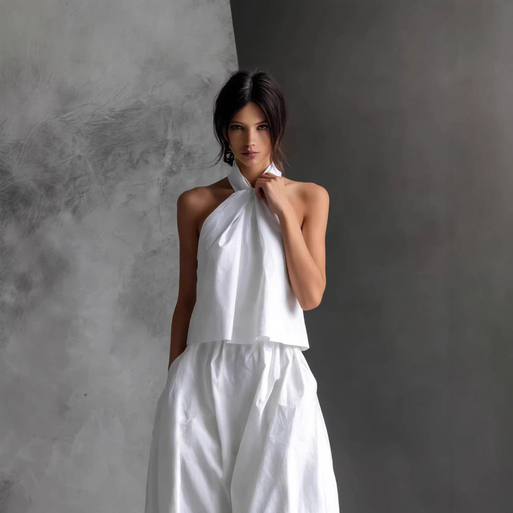 Women's Halter Neck Top and Wide Leg Pants Two Piece Set - Image 4