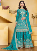 Firozi Crepe Silk Sequin Embroidered Sharara Suit Set