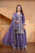 Prazu Fashion Lavender Chinon Silk Sequin Embroidered Sharara Suit