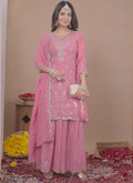 Light Pink Georgette Sequin Embroidered Sharara Suit Set