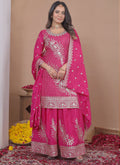 Pink Crepe Silk Sequin Embroidered Sharara Suit Set