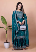 Prazu Fashion Rama Chinon Silk Sequence Embroidered Sharara Suit