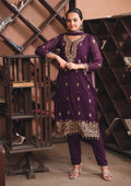 Dark Purple Fox Georgette salwar suit with sequence embroidery detailing