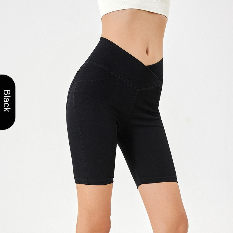 Women's High-Waisted Stretchy Denim Shorts - Sporty Minimalist