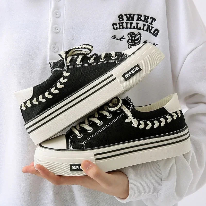 Women’s Platform Canvas Chunky Sneakers Height Increasing