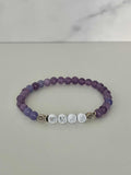 WWJD Faith Bead Bracelet Glass Pearl and Natural Stone