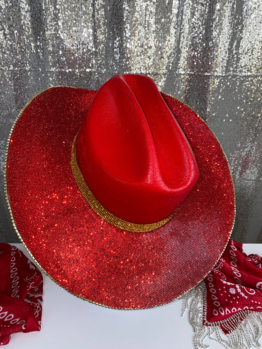 Kansas City Chiefs Rhinestone Western Glam Hat - Red and Gold