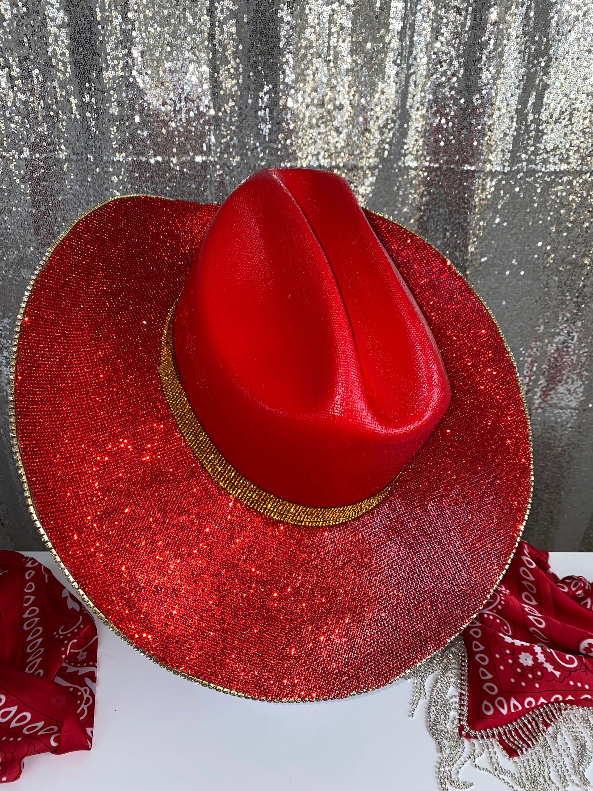 Kansas City Chiefs Rhinestone Western Glam Hat - Red and Gold
