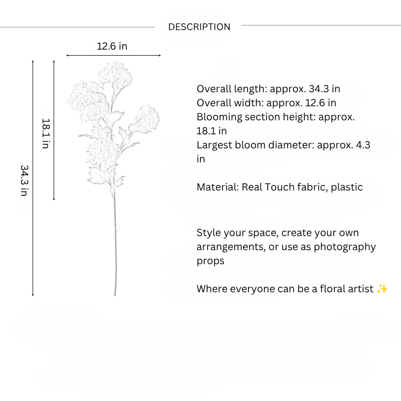 Five Bloom Green Hydrangea Branch – 34.3"