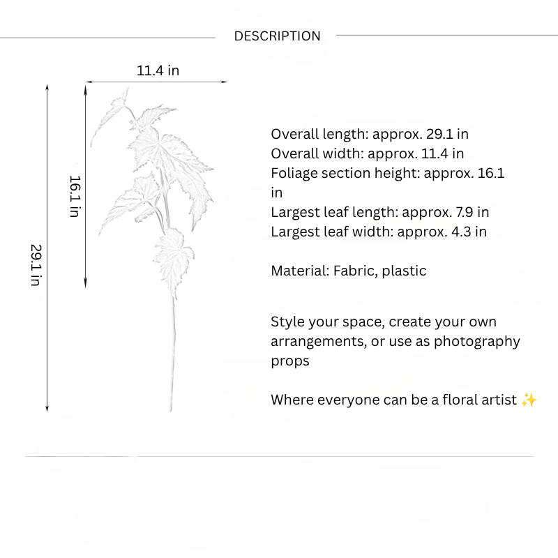 Painterly Begonia Leaf Stem – 29.1"