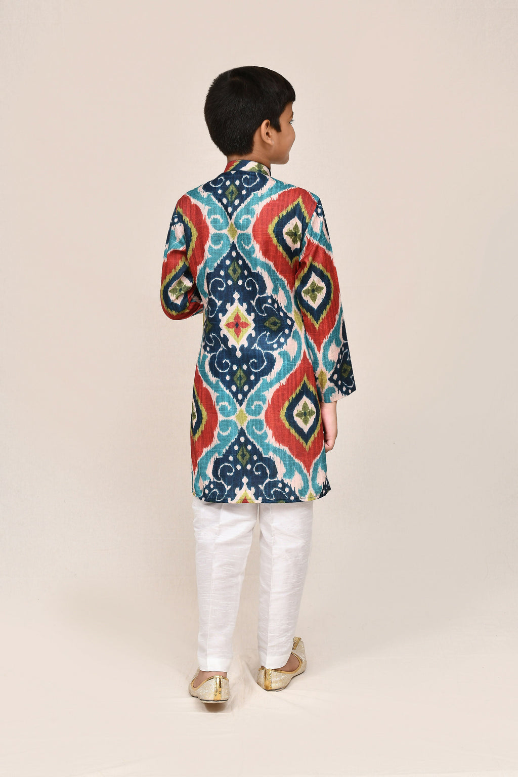 Kids Pure Cotton Multicolor Kurta with Straight Fit Pant Set