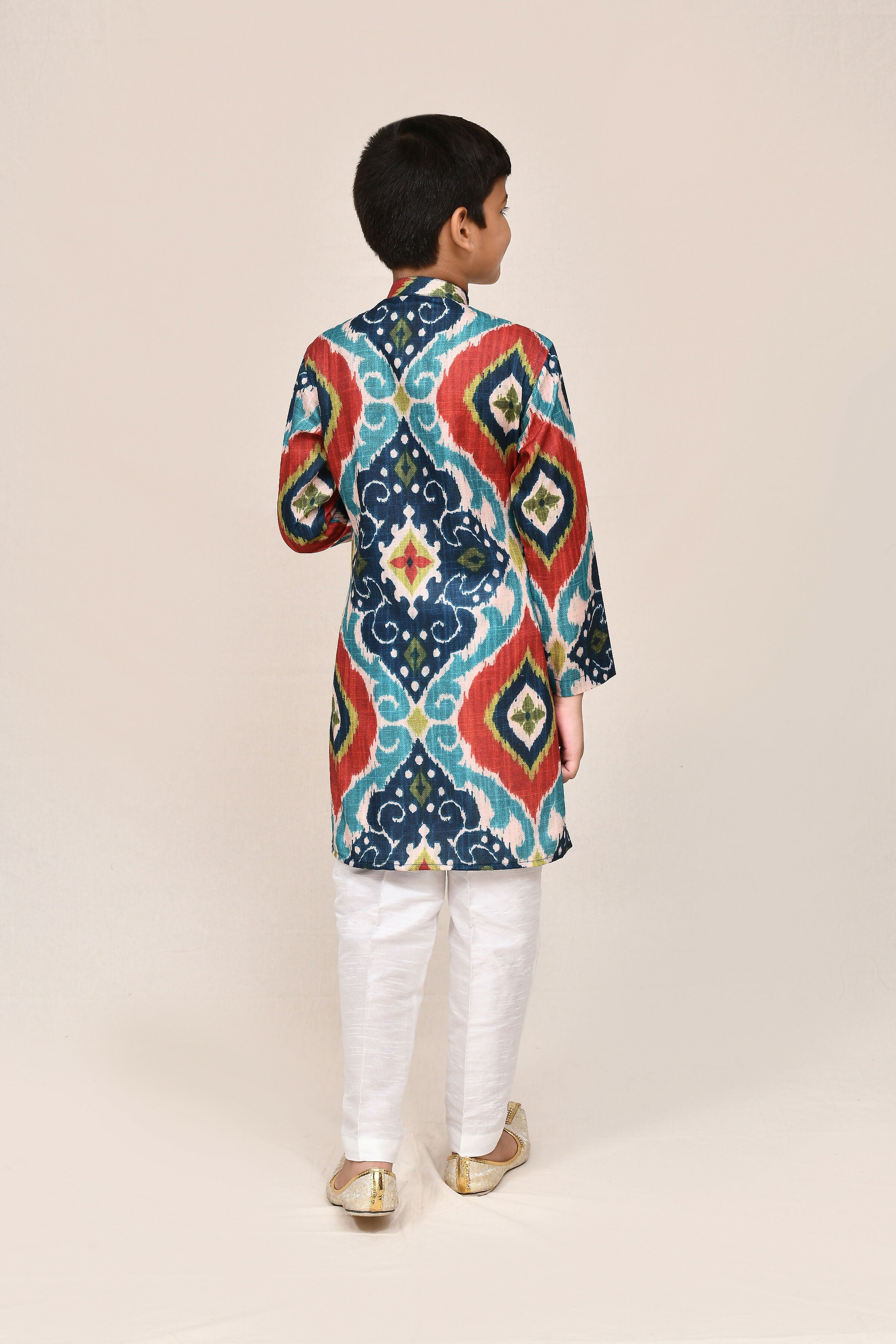 Kids Pure Cotton Multicolor Kurta with Straight Fit Pant Set