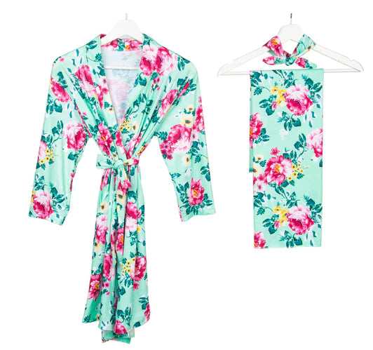 Cotton Maternity Hospital Robe & Baby Set (One Set)